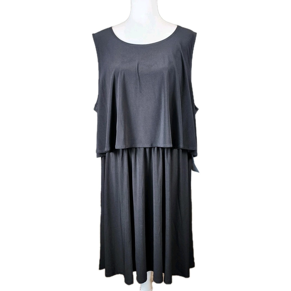 Tash‎ + Sophie Knit Dress Womens 3X Black Tiered Stretch Casual Made in USA NEW